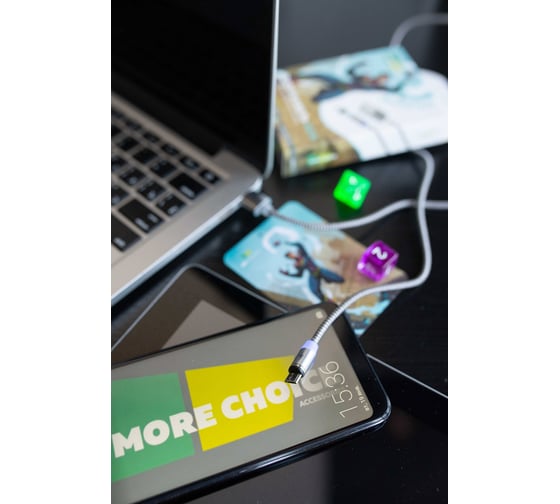 Дата-кабель More Choice Smart USB 3.0A для micro USB Magnetic нейлон 1м K61Sm Dark Grey
