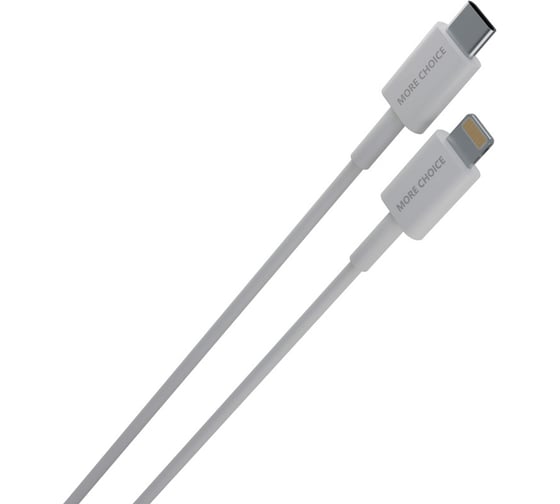 Дата-кабель More Choice Smart USB 2.4A PD30W быстрая зарядка для Lightning 8-pin Type-C TPE 2м K71Si White
