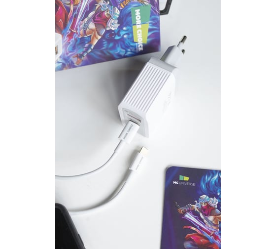 Дата-кабель More Choice Smart USB 2.4A PD30W быстрая зарядка для Lightning 8-pin Type-C TPE 2м K71Si White
