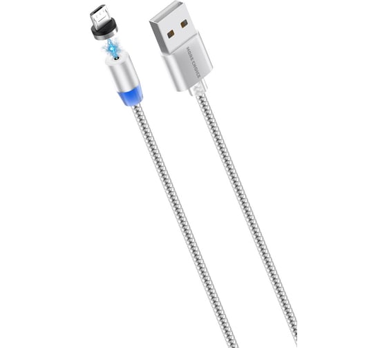 Дата-кабель More Choice Smart USB 3.0A для micro USB Magnetic нейлон 1м K61Sm Silver 1