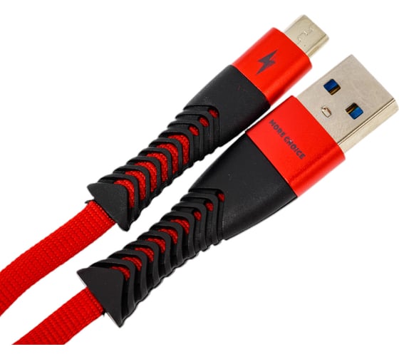 Дата-кабель More Choice Smart USB 3.0A для micro USB нейлон 1м K41Sm Red Black