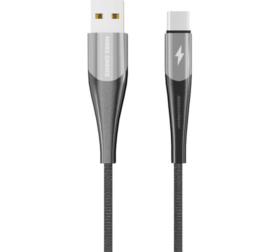 Дата-кабель More Choice Smart USB 3.0A для Type-C нейлон 1м K41Sa Silver Black