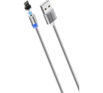 Дата-кабель More Choice Smart USB 2.4A для Lightning 8-pin Magnetic нейлон 1м K61Si Dark Grey