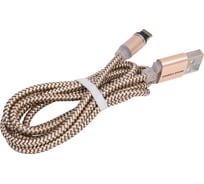 Дата-кабель More Choice Smart USB 2.4A для Lightning 8-pin Magnetic нейлон 1м K61Si Gold