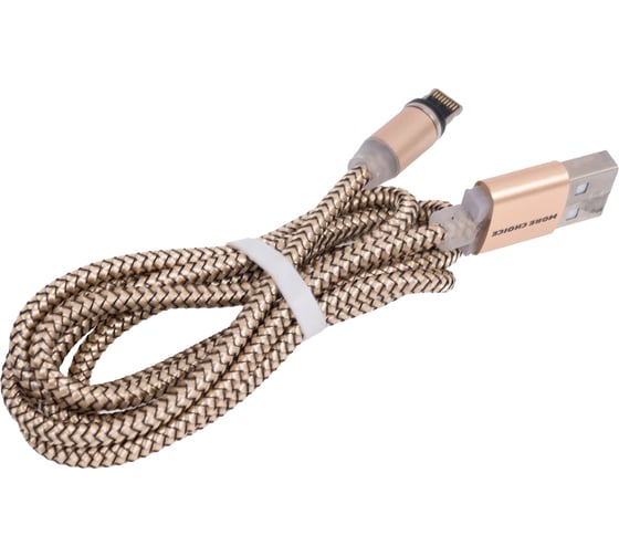 Дата-кабель More Choice Smart USB 2.4A для Lightning 8-pin Magnetic нейлон 1м K61Si Gold 1
