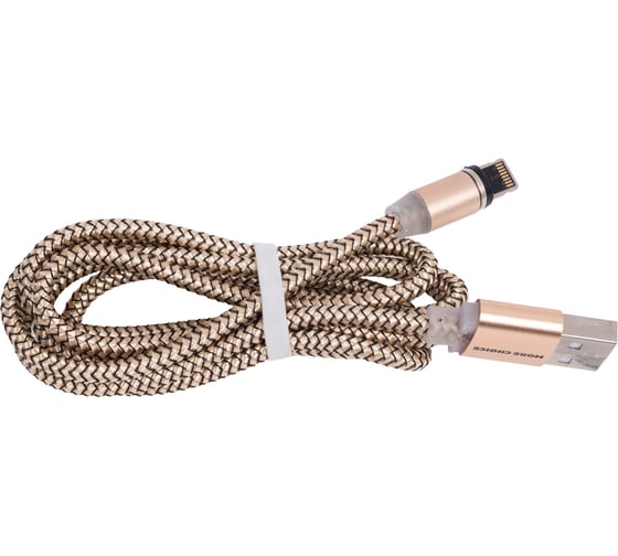 Дата-кабель More Choice Smart USB 2.4A для Lightning 8-pin Magnetic нейлон 1м K61Si Gold