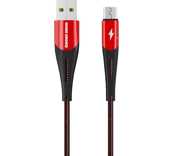 Дата-кабель More Choice Smart USB 3.0A для micro USB нейлон 1м K41Sm Red Black 1