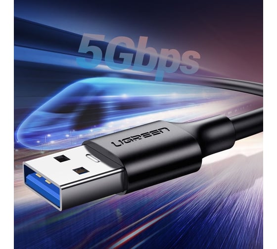 Кабель для зарядки и передачи данных Ugreen USB-C Male - USB 3.0 A 3A 1м, цвет черный 20882