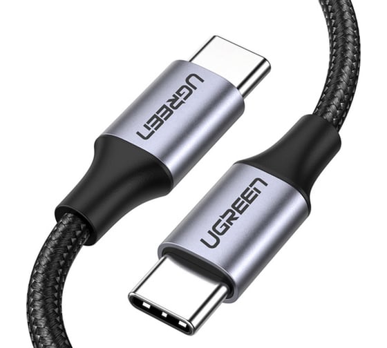 Кабель для зарядки и передачи данных Ugreen USBC 2.0 Male - USB C 2.0 Male, 3A, 0.5м, в оплетке, черный 50149