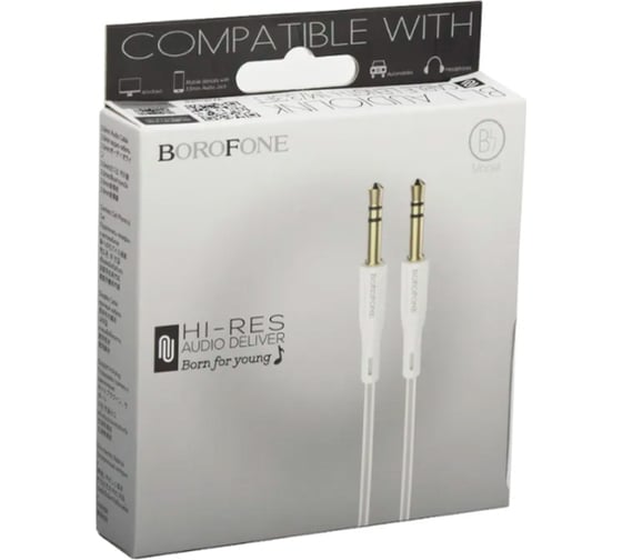 Аудиокабель Borofone bl1 audiolink 3.5 мм, 1м, белый 0L-00043177