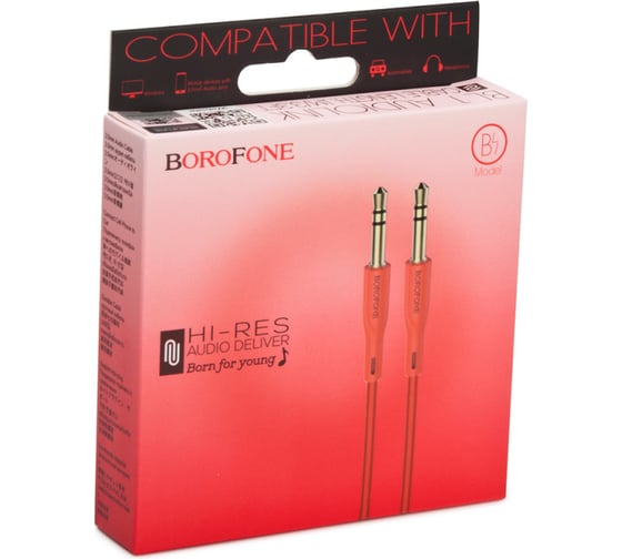 Аудиокабель Borofone bl1 audiolink 3.5 мм, 1м, красный 0L-00043178