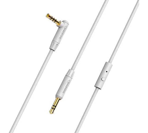 Аудиокабель Borofone bl5 3.5 мм, 1м, с микрофоном, серый 0L-00049421