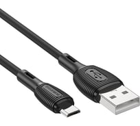 USB кабель Borofone bx86 advantage microusb, 1м, 2.4a, силикон (черный) 0L-00057819