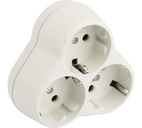 Тройник на 3 гнезда EKF с заземлением круглый 16А 610585