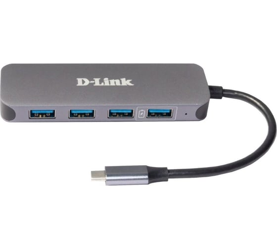 Концентратор d-link с 4 портами usb 3.0, 1 порт с поддержкой режима быстрой зарядки), 1 портом usb type-c/pd 3.0 и разъемом usb type-c DUB-2340/A1A 1