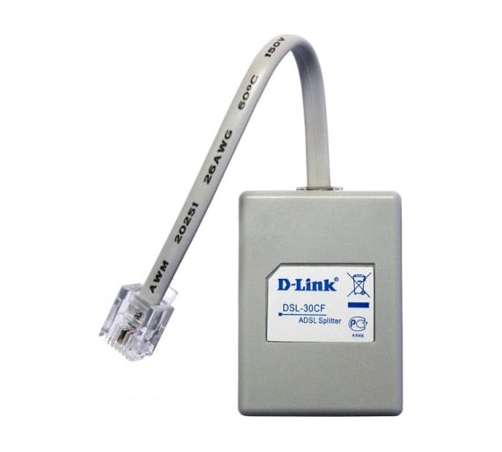 Сплиттер d-link adsl2+ annex a c телефонным кабелем 12 см DSL-30CF/RS 1