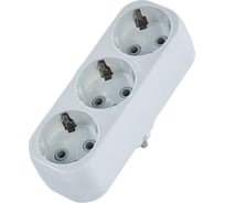 Разветвитель АБК-СИЛА на 3 гнезда с заземлением 16А/220В плоский, белый 5202005