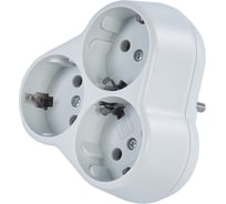 Разветвитель АБК-СИЛА на 3 гнезда с заземлением 16А/220В круглый, белый 5202004