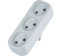Разветвитель АБК-СИЛА на 3 гнезда без заземления 10А/220В плоский, белый 5202003