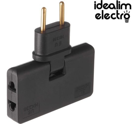 Сетевой электрический плоский поворотный тройник в розетку idealim Черный black