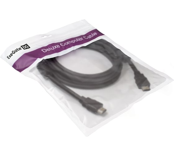 Кабель ExeGate HDMI EX-CC-HDMI2-3.0F 19M 19M, v2.0, 3м, 4K UHD, Ethernet, ферритовые кольца, позолоченные контакты 287724