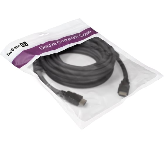 Кабель ExeGate HDMI EX-CC-HDMI2-5.0F 19M 19M, v2.0, 5м, 4K UHD, Ethernet, ферритовые кольца, позолоченные контакты 287725