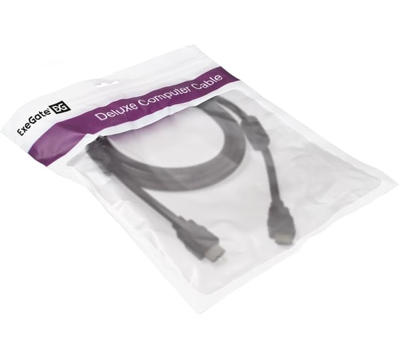 Кабель ExeGate HDMI EX-CC-HDMI2-1.8F 19M 19M, v2.0, 1,8м, 4K UHD, Ethernet, ферритовые кольца, позолоченные контакты 287723
