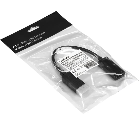 Кабель ExeGate-переходник DisplayPort-HDMI EX-DPM-HDMIF-0.15 20M 19F, 0,15м 284921