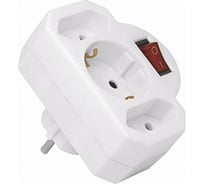 Тройник с выключателем Volsten SA 1/3-ZDV земля, белый 10828