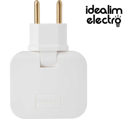 Облегченный сетевой электрический плоский поворотный тройник в розетку idealim white light