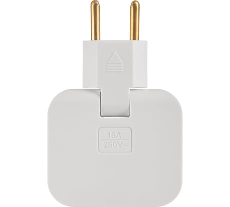 Усиленный сетевой электрический плоский поворотный тройник в розетку idealim white 2