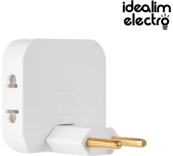 Усиленный сетевой электрический плоский поворотный тройник в розетку idealim white 2