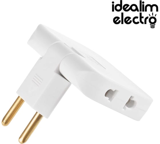 Усиленный сетевой электрический плоский поворотный тройник в розетку idealim white 2
