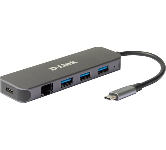 Док-станция d-link с разъемом usb type-c, 3 портами usb 3.0, 1 портом usb type-c/pd 3.0 и 1 портом gigabit ethernet DUB-2334/A1A
