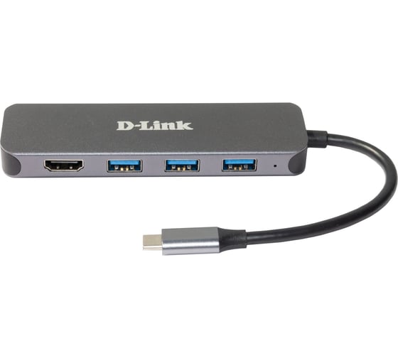 Док-станция d-link с разъемом usb type-c, 3 портами usb 3.0, 1 портом usb type-c/pd 3.0 и 1 портом hdmi DUB-2333/A1A