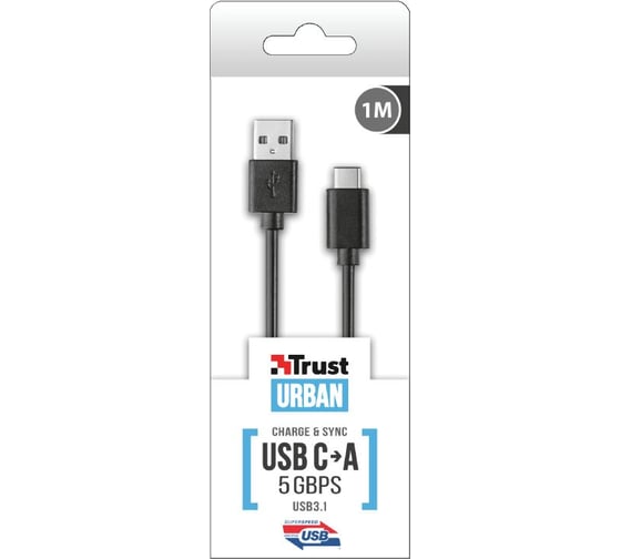 Кабель Trust UR USB3.1 USB-C USB-A 1м 5Гб/с SuperSpeed 21175