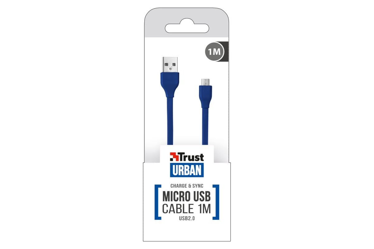 Кабель Trust MICRO-USB 1м плоский голубой 20136 - выгодная цена, отзывы .