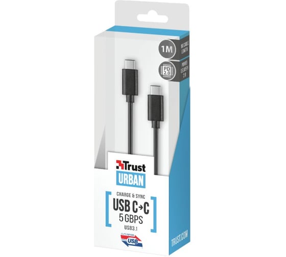 Кабель Trust UR USB3.1 USB-C USB-C 5Гб/с 1м 60Вт 21177