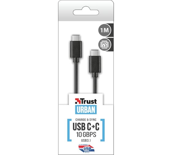 Кабель Trust UR USB3.1 USB-C USB-C 10Гб/с 1м 60Вт 21178