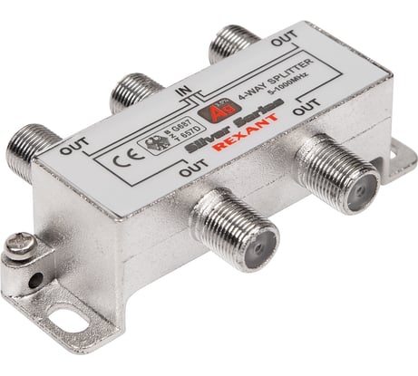 Антенный делитель REXANT f-типа на 4 tv + f-разъемы, 5-1000 мгц 06-0047-C