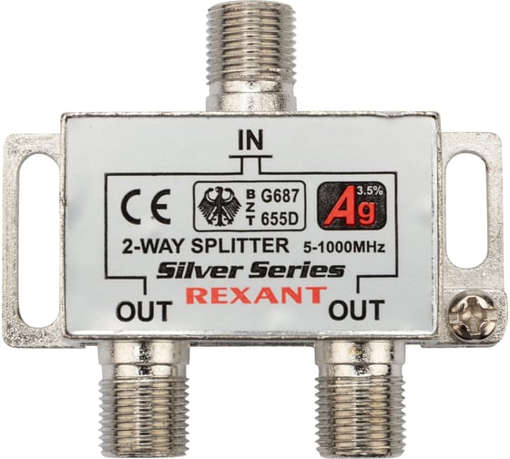Антенный делитель REXANT f-типа на 2 tv + f-разъемы, 5-1000 мгц 06-0045-B 1