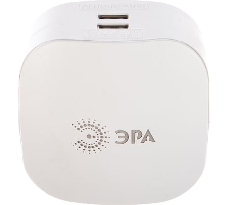 Тройник ЭРА SP-3e-USB-2A 3гн 220V + 2xUSB 2000mA, c заземлением, белый Б0015243