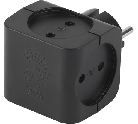 Тройник ЭРА SP-4-B 4гн, без заземления чёрный Б0008207