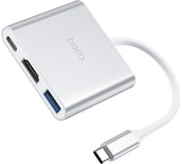 Адаптер Hoco hb14 easy usb-c на usb3.0+hdmi+usb-c, pd 67w (серый) 0L-MG-WF326