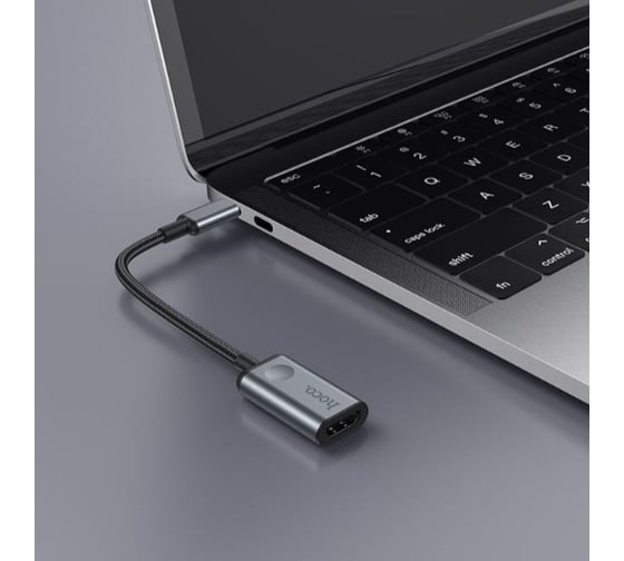 Адаптер Hoco hb21 usb-c на hdmi, конвертер, 4k video, нейлон (серый) 0L-00050200