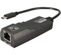 Переходник с кабелем Bion usb c - rj45, 1000мб/с, длинна кабеля 15 см, черный BXP-A-USBC-LAN-B