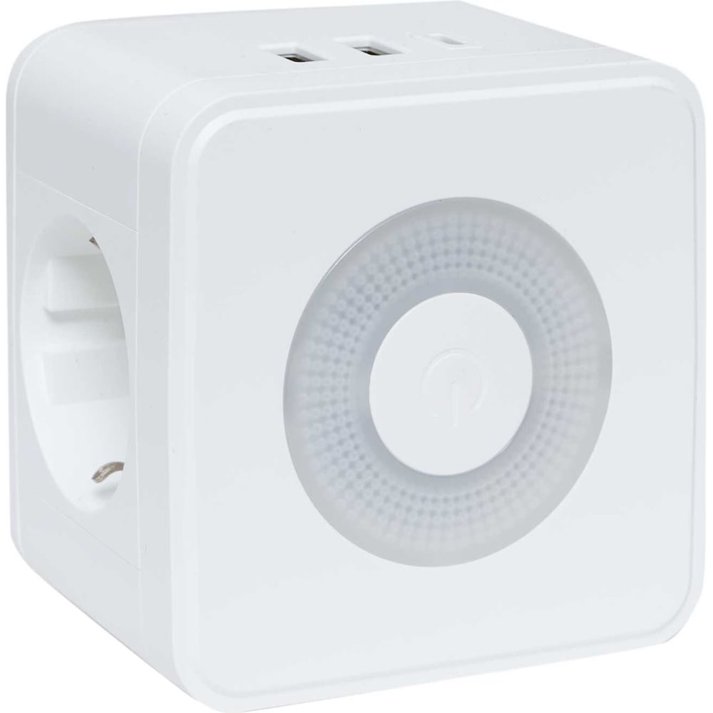 Тройник EKF "Куб" 2 гнезда 2USB 2,4А+Type C + Ночник UBA-CUB-T2-TC ...