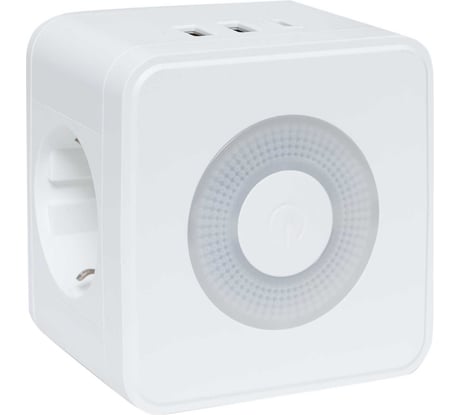 Тройник EKF "Куб" 2 гнезда 2USB 2,4А+Type C + Ночник UBA-CUB-T2-TC