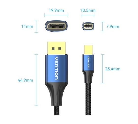 Кабель VENTION DisplayPort v1.4 20M/Mini DP M - 1.5м HCFLG
