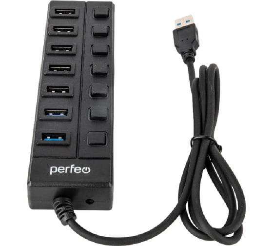 USB-HUB Perfeo 7 Port, (PF-H036 Black) черный 30015353 1